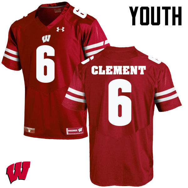Youth Wisconsin Badgers #6 Corey Clement College Football Jerseys-Red - Click Image to Close